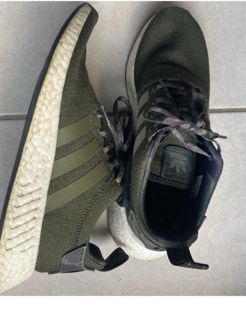Adidas Olive Green Knit Sneakers with White Midsole
